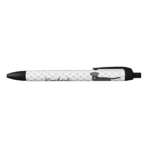 Black Labrador Retriever Cartoon Dog & Name Ink Pen