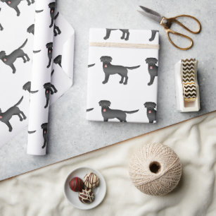 Black Labrador Retriever Cartoon Dog Pattern Wrapping Paper