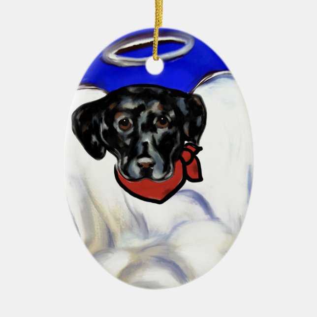 Black Labrador Retriever Ceramic Ornament (Front)