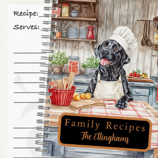 Black Labrador Retriever Chef Spiral Recipe Book