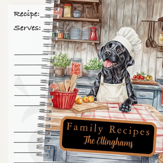 Black Labrador Retriever Chef Spiral Recipe Book (Creator Uploaded)