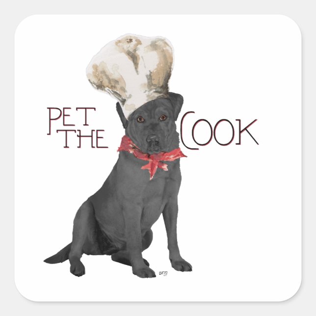 Black Labrador Retriever Chef Square Sticker (Front)