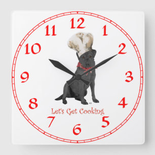Black Labrador Retriever Chef Square Wall Clock