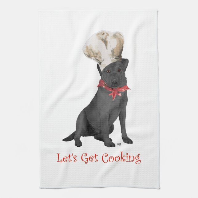 Black Labrador Retriever Chef Tea Towel (Vertical)