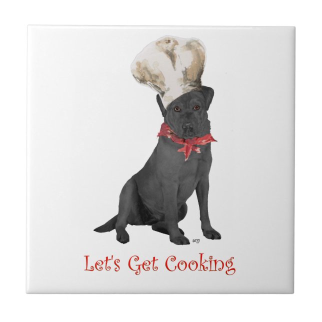 Black Labrador Retriever Chef Tile (Front)