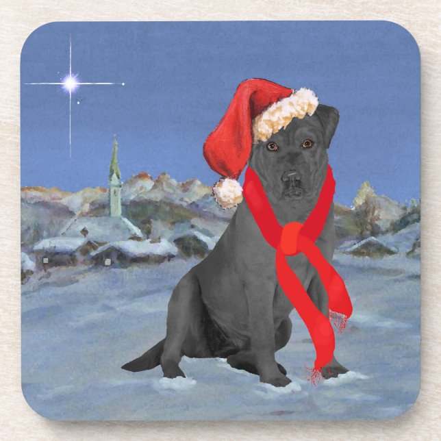 Black Labrador Retriever Christmas Coaster (Front)
