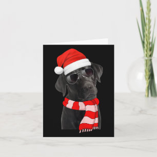 Black Labrador Retriever Christmas Lights Santa Ha Card