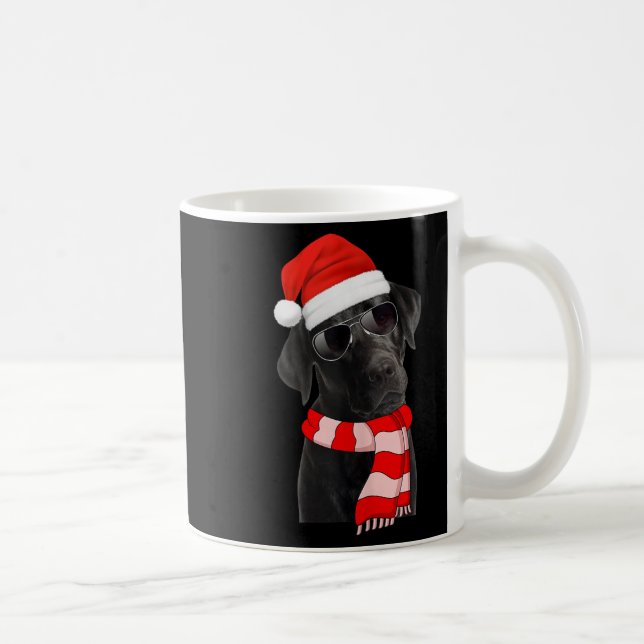 Black Labrador Retriever Christmas Lights Santa Ha Coffee Mug (Right)