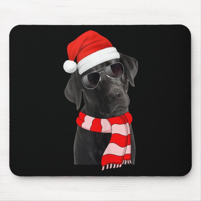 Black Labrador Retriever Christmas Lights Santa Ha Mouse Pad (Front)