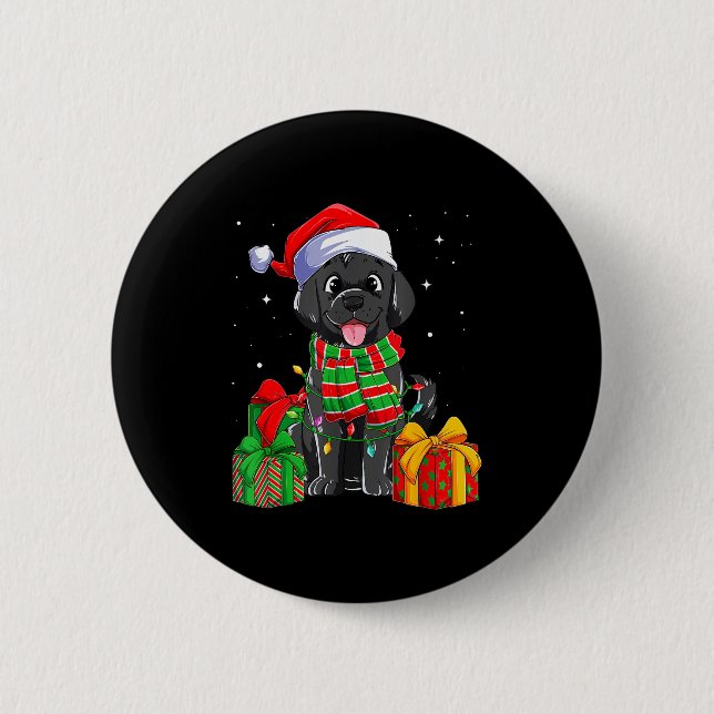 Black Labrador Retriever Christmas Lights Xmas Lab 6 Cm Round Badge (Front)