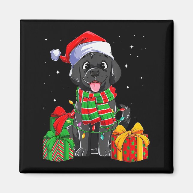 Black Labrador Retriever Christmas Lights Xmas Lab Magnet (Front)