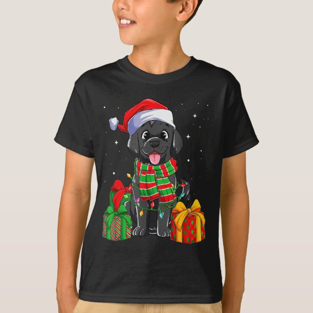 Black Labrador Retriever Christmas Lights Xmas Lab T-Shirt (Front)