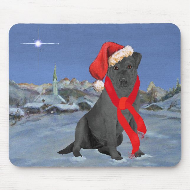 Black Labrador Retriever Christmas Mouse Pad (Front)