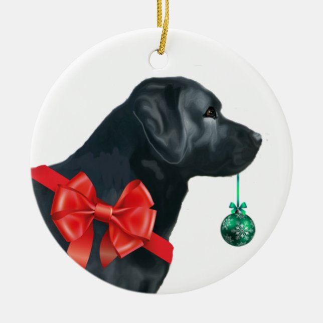 Black Labrador Retriever Christmas Ornament (Front)