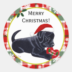 Black Labrador Retriever Christmas Snowflake Classic Round Sticker