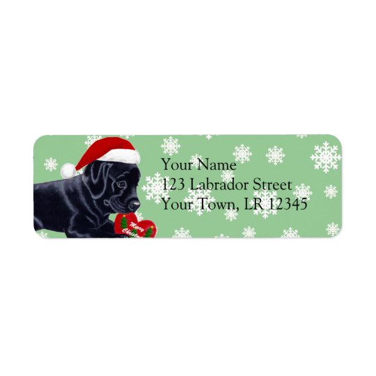 Black Labrador Retriever Christmas Snowflake Return Address Label