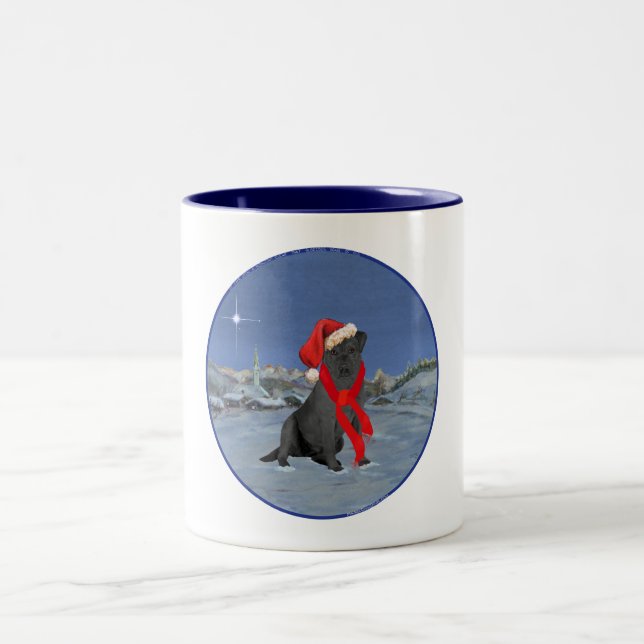 Black Labrador Retriever Christmas Two-Tone Coffee Mug (Center)
