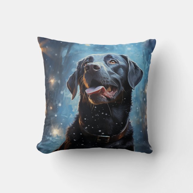 Black Labrador Retriever Cushion (Front)