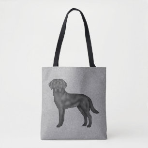 Black Labrador Retriever Cute Cartoon Dog Grey Tote Bag