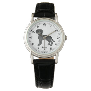 Black Labrador Retriever Cute Cartoon Dog & Name Watch