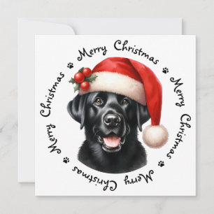 Black Labrador Retriever Cute Merry Christmas Holiday Card