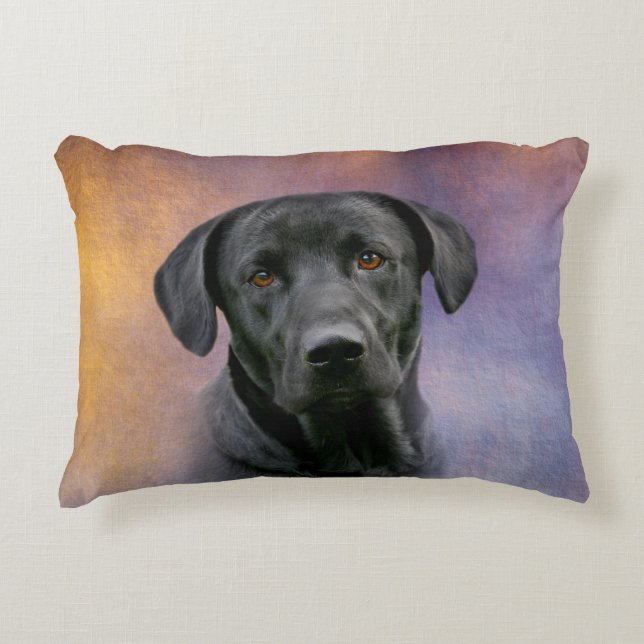 Black Labrador Retriever Decorative Cushion (Front)