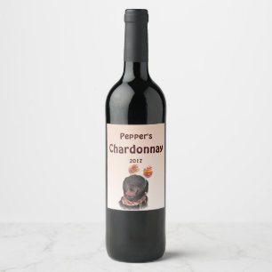 Black Labrador Retriever Dog Animal Wine Label