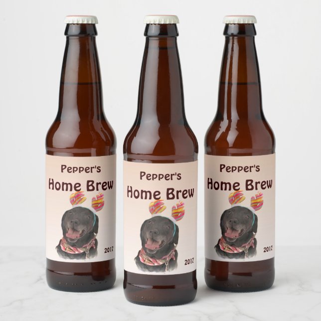 Black Labrador Retriever Dog Beer Label (Bottles)