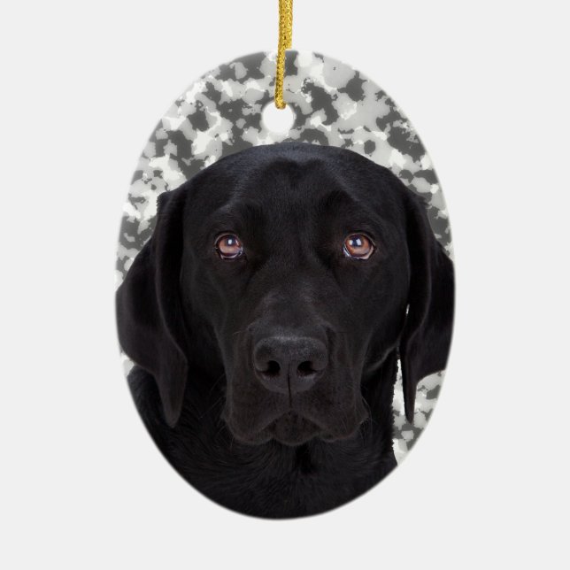 Black Labrador Retriever dog Ceramic Ornament (Front)