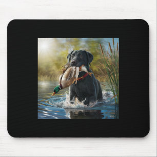 Black Labrador Retriever Dog Hunting Ducks In A Po Mouse Pad