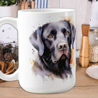 Black Labrador Retriever Dog Modern Watercolor
