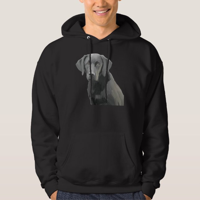 Black Labrador Retriever Dog Oil Painting Hoodie (Front)
