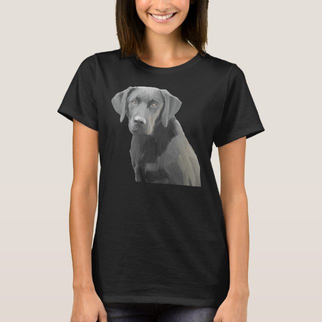Black Labrador Retriever Dog Oil Painting T-Shirt (Front)