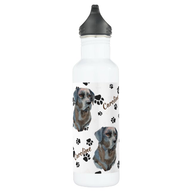 Black Labrador Retriever Dog Pawprint 710 Ml Water Bottle (Right)