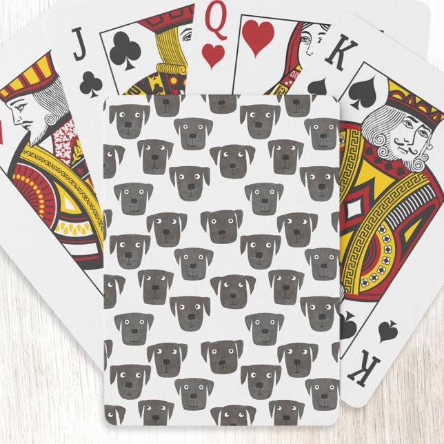 Black Labrador Retriever Dog Playing Cards (Black Labrador Retriever dog pattern art playing cards)
