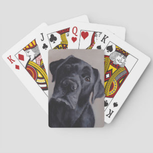 Black Labrador Retriever Dog Playing Cards