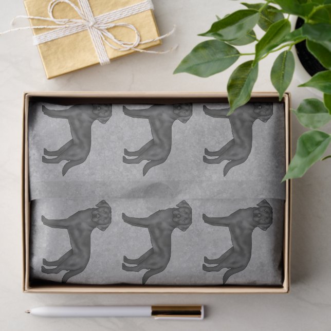 Black Labrador Retriever Dog Print Pattern Grey Tissue Paper (Gift)