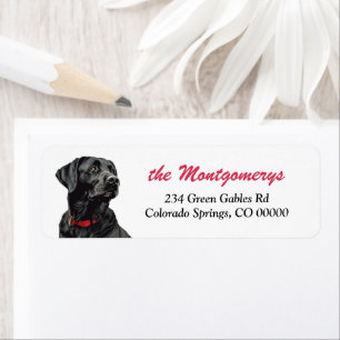 Black Labrador Retriever Dog Return Address Label