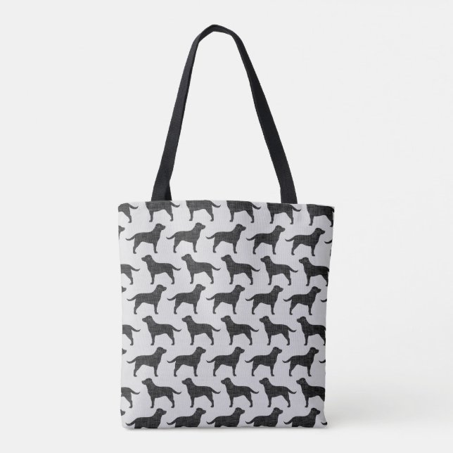 Black Labrador Retriever Dog Silhouettes Pattern Tote Bag (Back)