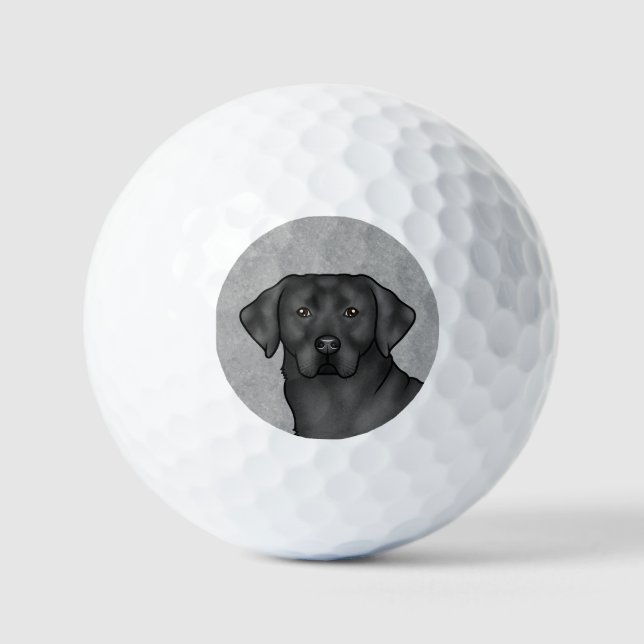 Black Labrador Retriever Drawing Cartoon Dog Head Golf Balls (Front)