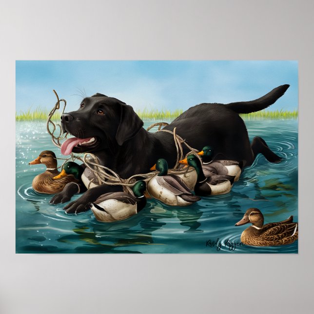 Black Labrador Retriever, Duck Hunters Poster (Front)