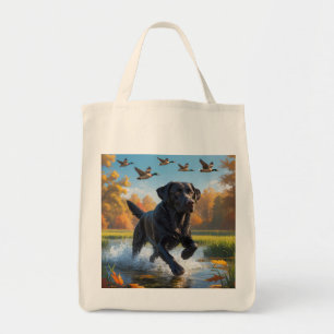 Black Labrador Retriever Elegant Grocery Tote Bag
