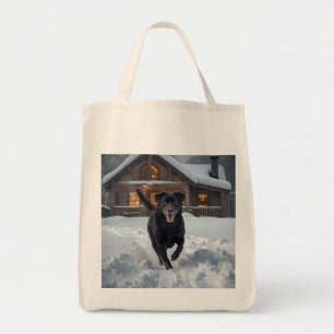 Black Labrador Retriever Elegant Grocery Tote Bag