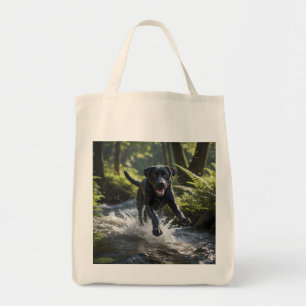 Black Labrador Retriever Elegant Grocery Tote Bag