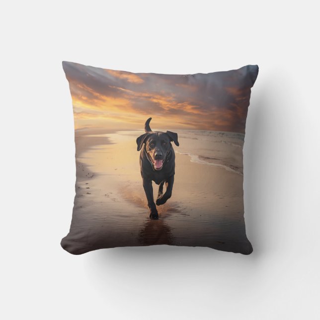 Black Labrador Retriever Elegant Throw Pillow (Front)