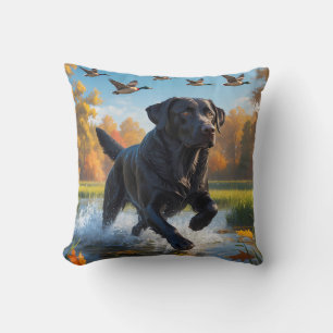 Black Labrador Retriever Elegant Throw Pillow