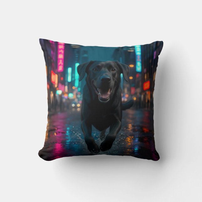 Black Labrador Retriever Elegant Throw Pillow (Front)