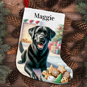 Black Labrador Retriever Festive Holiday Dog Small Christmas Stocking