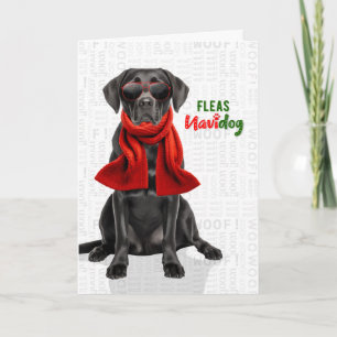Black Labrador Retriever Fleas Navidog Christmas Holiday Card
