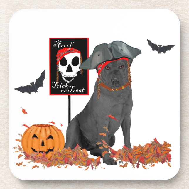 Black Labrador Retriever Halloween Coaster (Front)